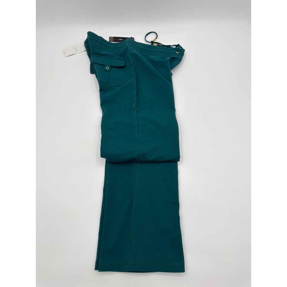 BCBGMaxAzria Women Shrub Green Peacock Graphic Wide Leg Sweatpants BC13742-P L - Picture 7 of 7